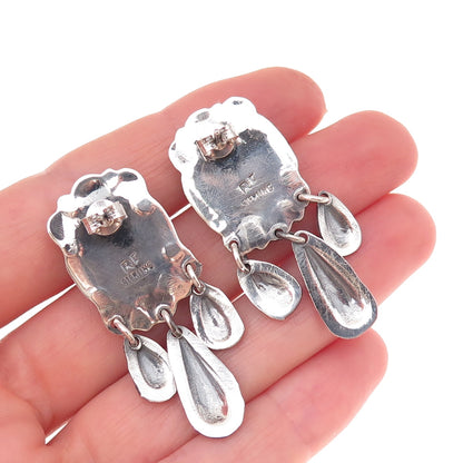 Rick Enriquez Navajo Old Pawn Sterling Vintage Southwestern Turquoise Earrings