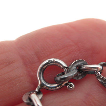 925 Sterling Silver Vintage Italy Oxidized Anchor Mariner Chain Necklace 32"