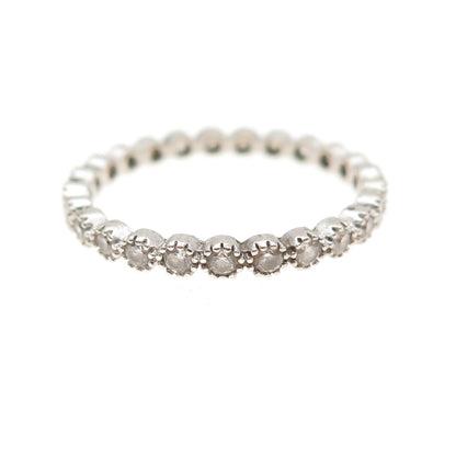 925 Sterling Silver Round-Cut C Z Eternity Stackable Band Ring Size 7