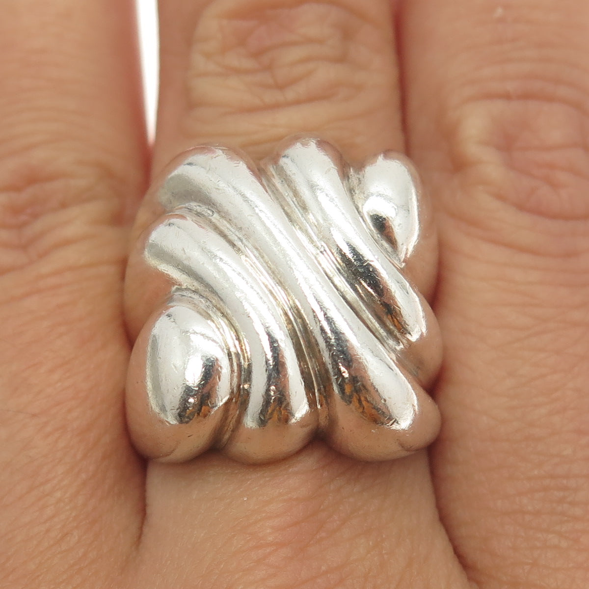 CHARLES KRYPELL 925 Sterling Silver Vintage Modernist Puffy Ring Size 9.5