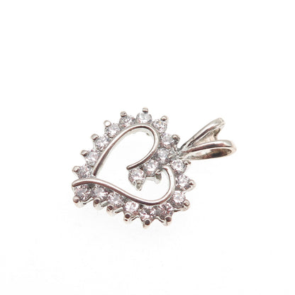 Ross Simons 925 Sterling Silver Round-Cut C Z Heart Mini Charm Pendant