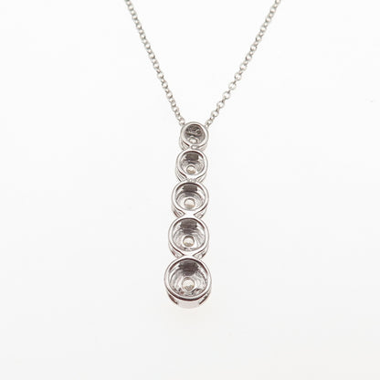 925 Sterling Silver Round-Cut C Z Graduated Drop Cable Chain Necklace 18"