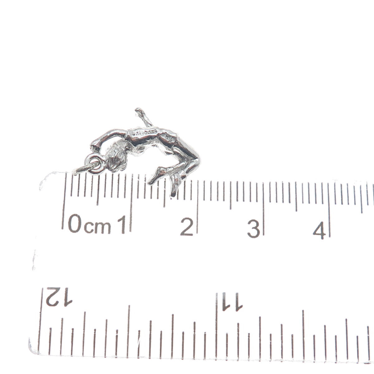 925 Sterling Silver Vintage Jumping Cheerleader Dancer Minimalist Charm Pendant