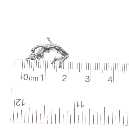 925 Sterling Silver Vintage Jumping Cheerleader Dancer Minimalist Charm Pendant