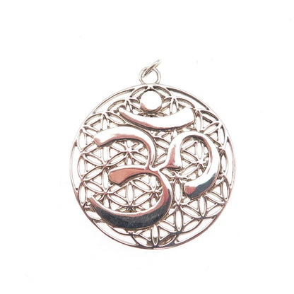 Saraswati 925 Sterling Silver Vintage Om Mantra Charm Pendant