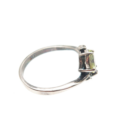 925 Sterling Silver Vintage Green & Purple Oval-Cut C Z Oxidized Ring Size 8