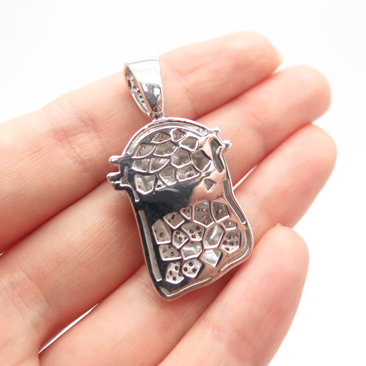 925 Sterling Silver C Z Jesus Religious Pendant
