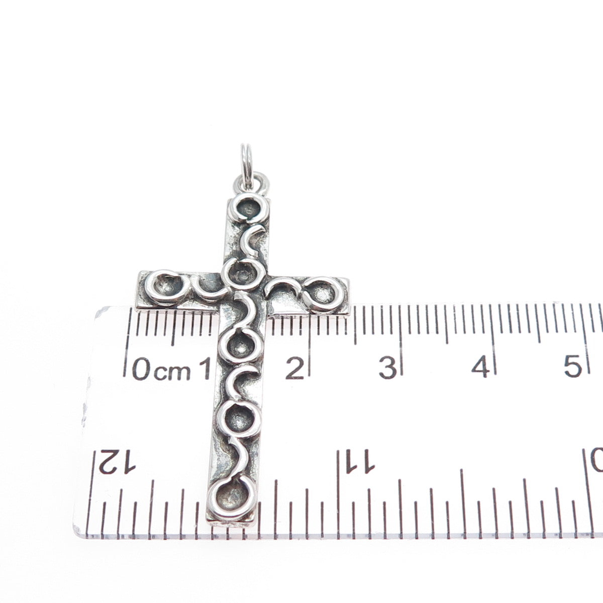 925 Sterling Silver Vintage Ornate Cross Oxidized Charm Pendant