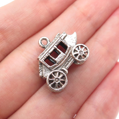 MAISELS INDIAN TRADING Sterling Silver Vintage Carriage Mini 3D Charm Pendant