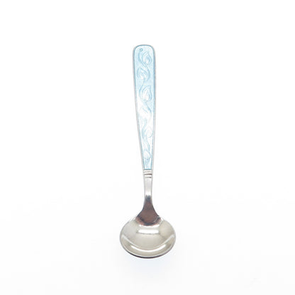 MEKA 925 Sterling Silver Vintage Denmark Guilloche Enamel Salt & Spices Spoon
