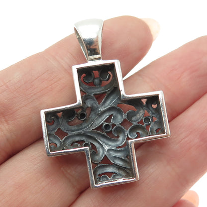 ATI 925 Sterling Silver Vintage Boho / Ethnic Cross Pendant