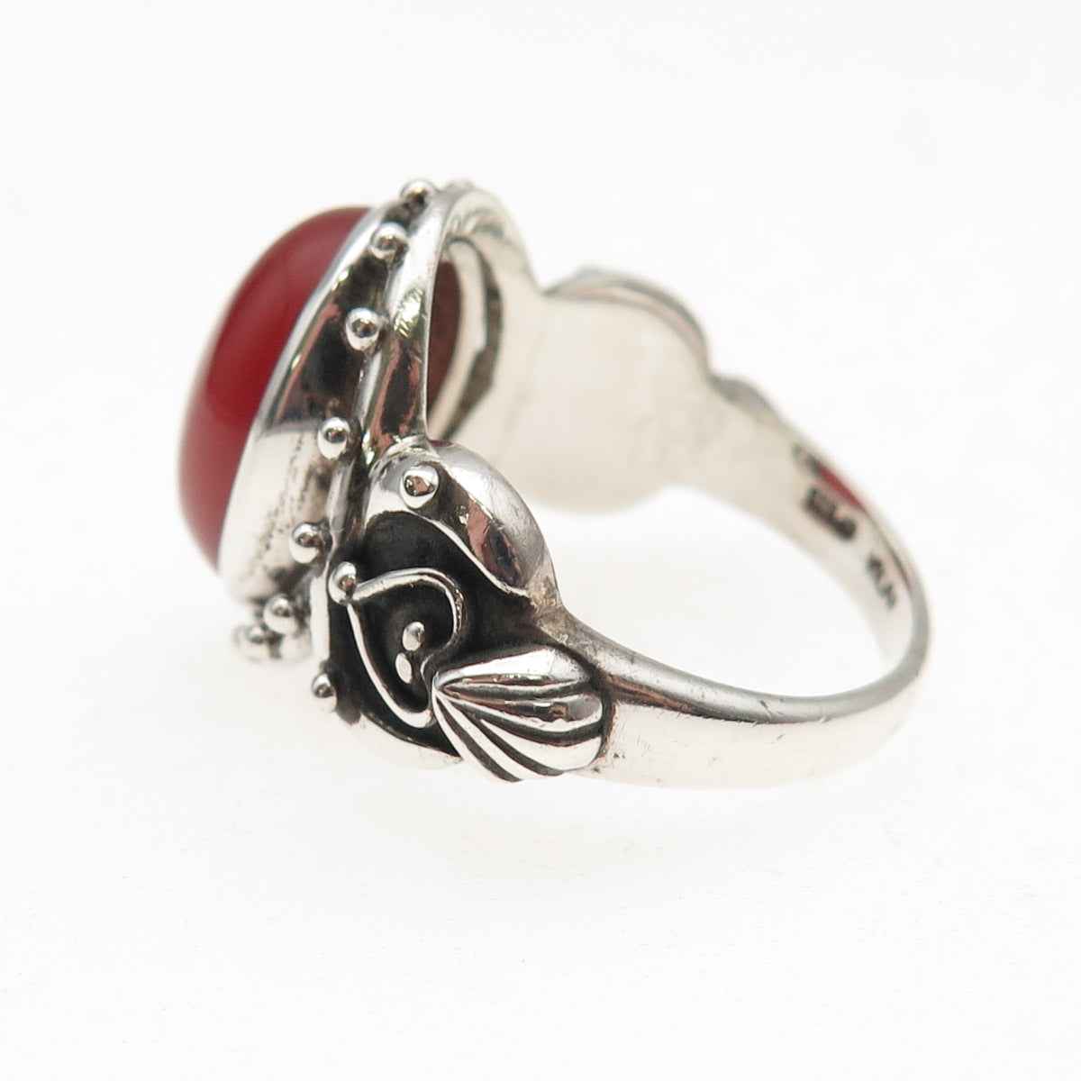 Doug Paulus 925 Sterling Silver Vintage Real Carnelian Oxidized Ring Size 10.25
