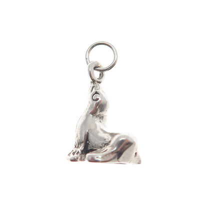 925 Sterling Silver Vintage Sea Lion Minimalist 3D Charm Pendant