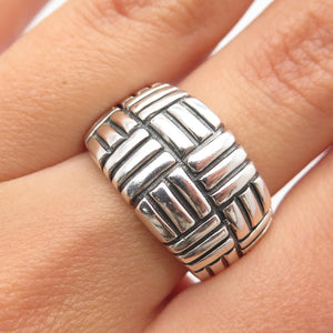 925 Sterling Silver Vintage Woven Wide Ring 7