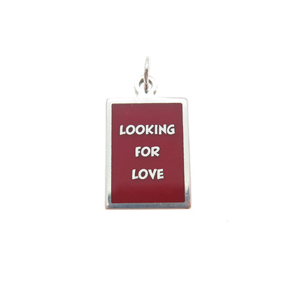925 Sterling Silver Red Enamel Looking For Love Minimalist Charm Pendant