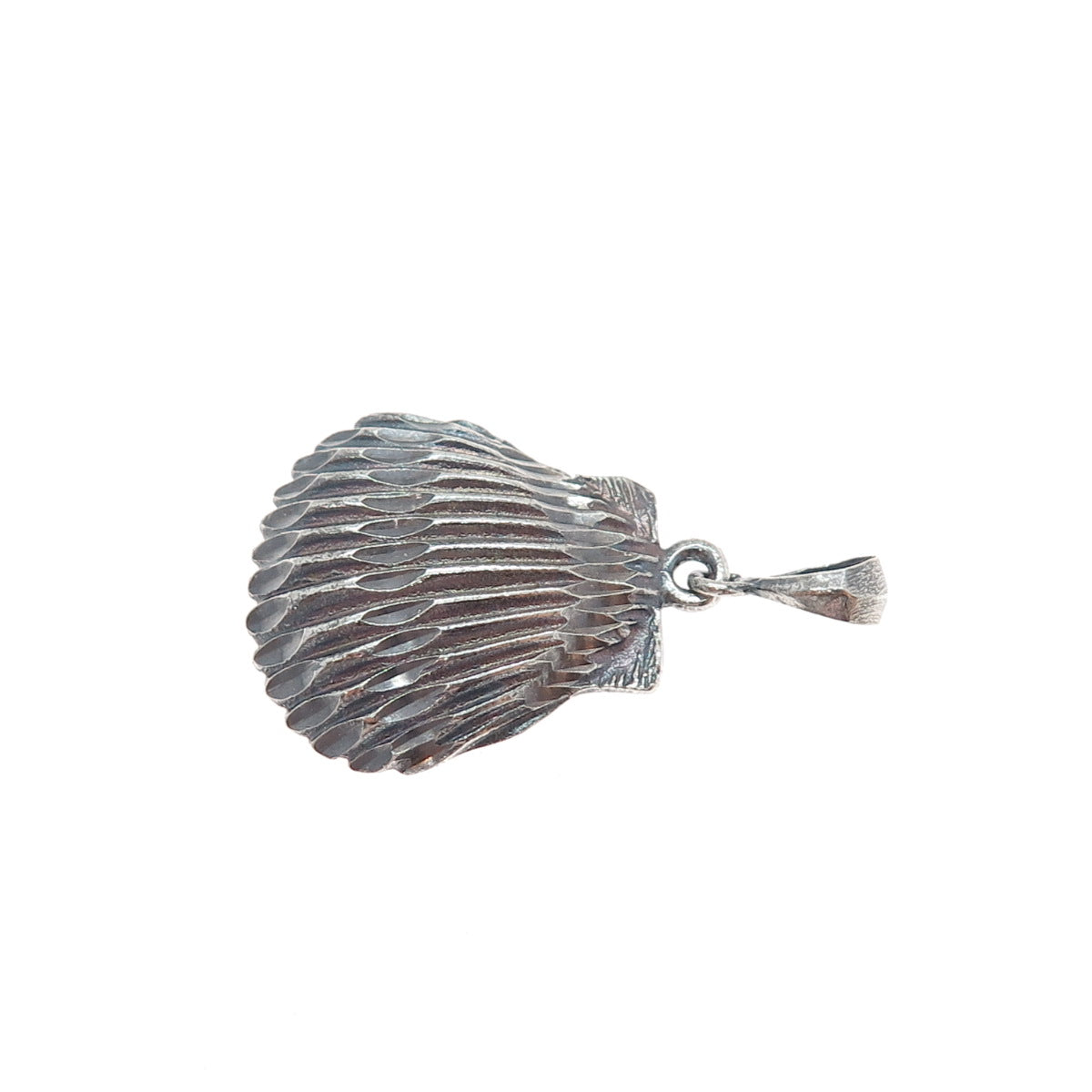 925 Sterling Silver Vintage Seashell Oxidized Charm Pendant