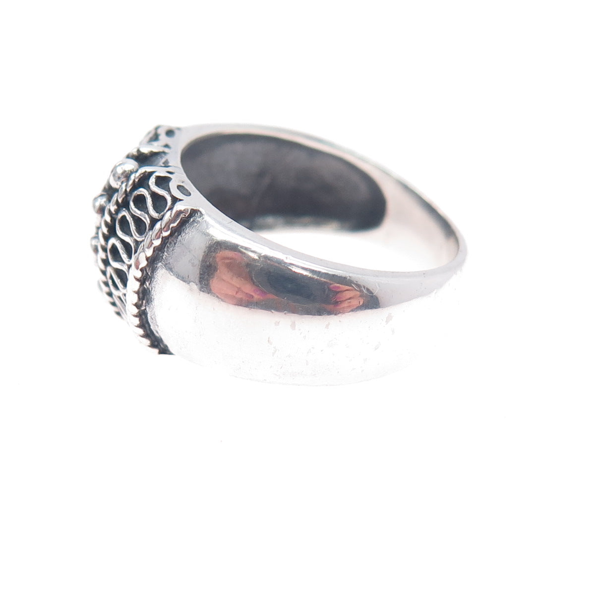 CHARLES WINSTON 925 Sterling Silver Vintage Modernist Swirl Ring Size 7.25