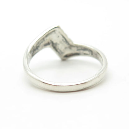 925 Sterling Silver Vintage Modernist Bypass Cocktail Ring Size 6.75