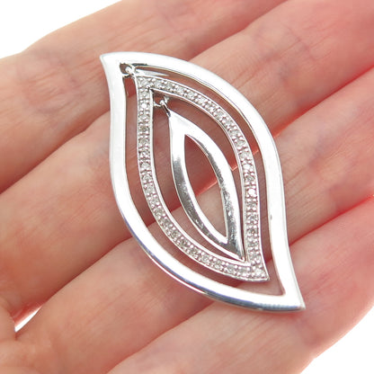 925 Sterling Silver Real Round-Cut Diamond Floral Petal Slide Pendant