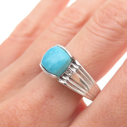 Chuck Clemency 925 Sterling Silver Real Diamond & Turquoise Ring Size 10.25