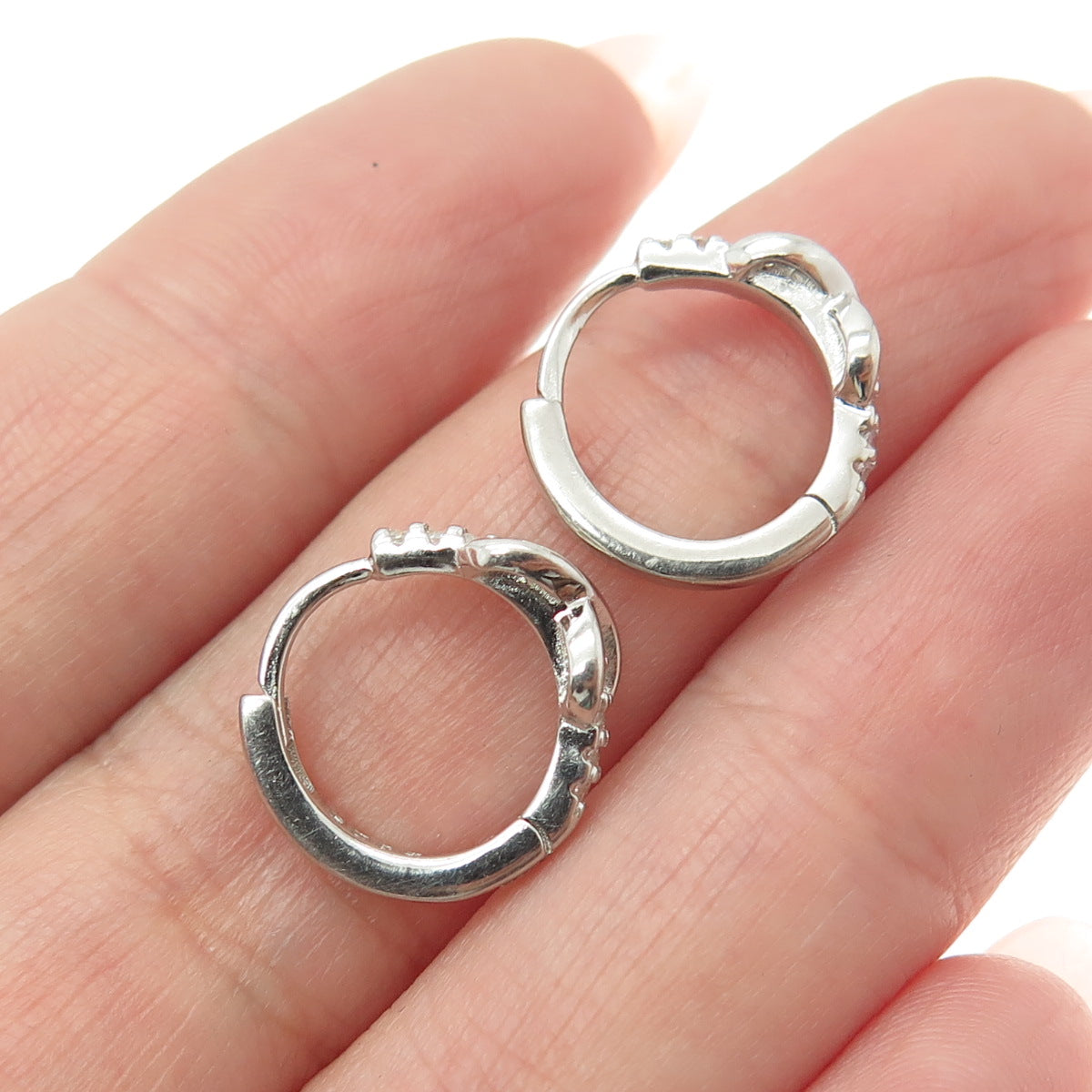 925 Sterling Silver Round-Cut C Z Infinity Hoop Earrings