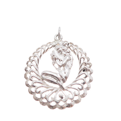 925 Sterling Silver Vintage Mermaid Ornate Charm Pendant