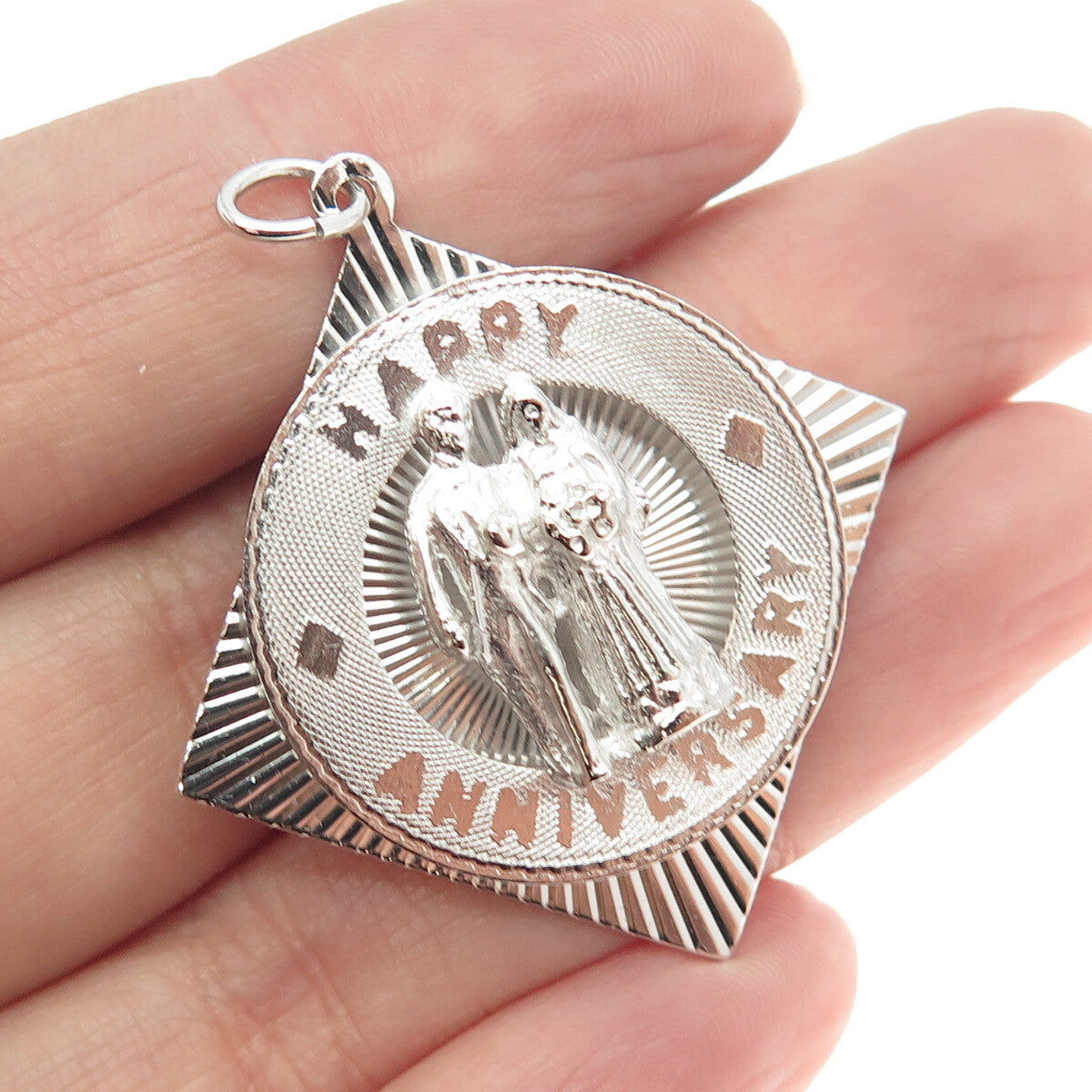 M&M 925 Sterling Silver Vintage "Happy Anniversary" Pendant