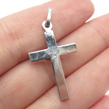 925 Sterling Silver 2-Tone Vintage Italy Crucifix Cross Religious Pendant