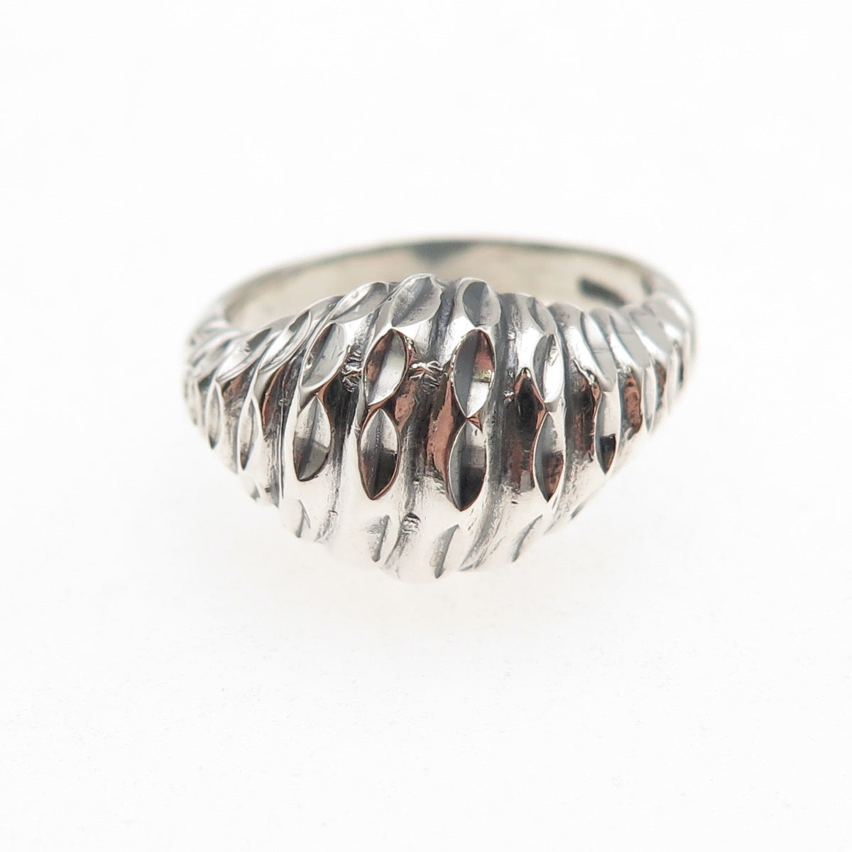 925 Sterling Silver Vintage Modernist Oxidized Dome Ring Size 7