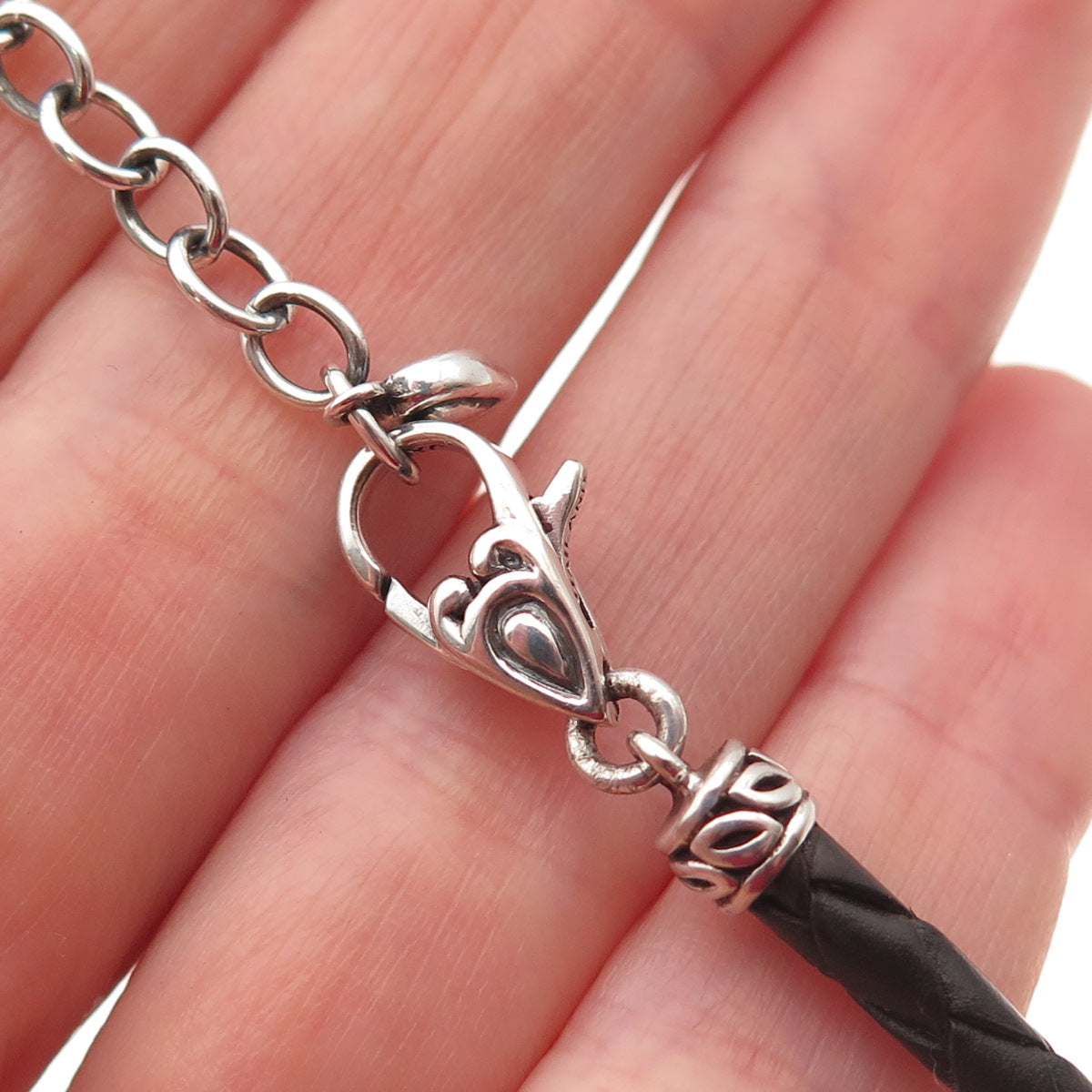 JAI by John Hardy Sterling Silver Leather Cord Twisted Pendant Necklace 16-18"
