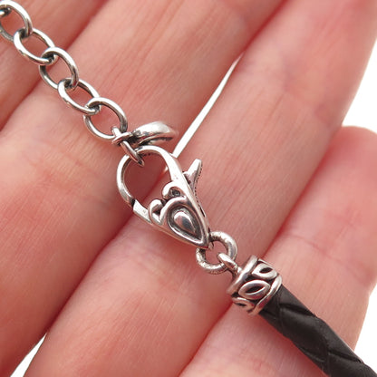 JAI by John Hardy Sterling Silver Leather Cord Twisted Pendant Necklace 16-18"