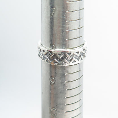 925 Sterling Silver Vintage Zig Zag Band Ring Size 8.5