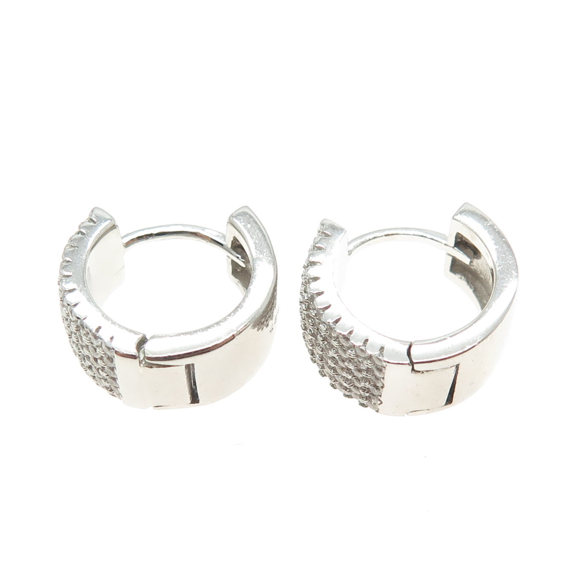 925 Sterling Silver Round-Cut C Z Sparkle Hoop Earrings