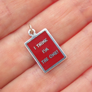 925 Sterling Silver Red Enamel I Think I'm The One Minimalist Charm Pendant