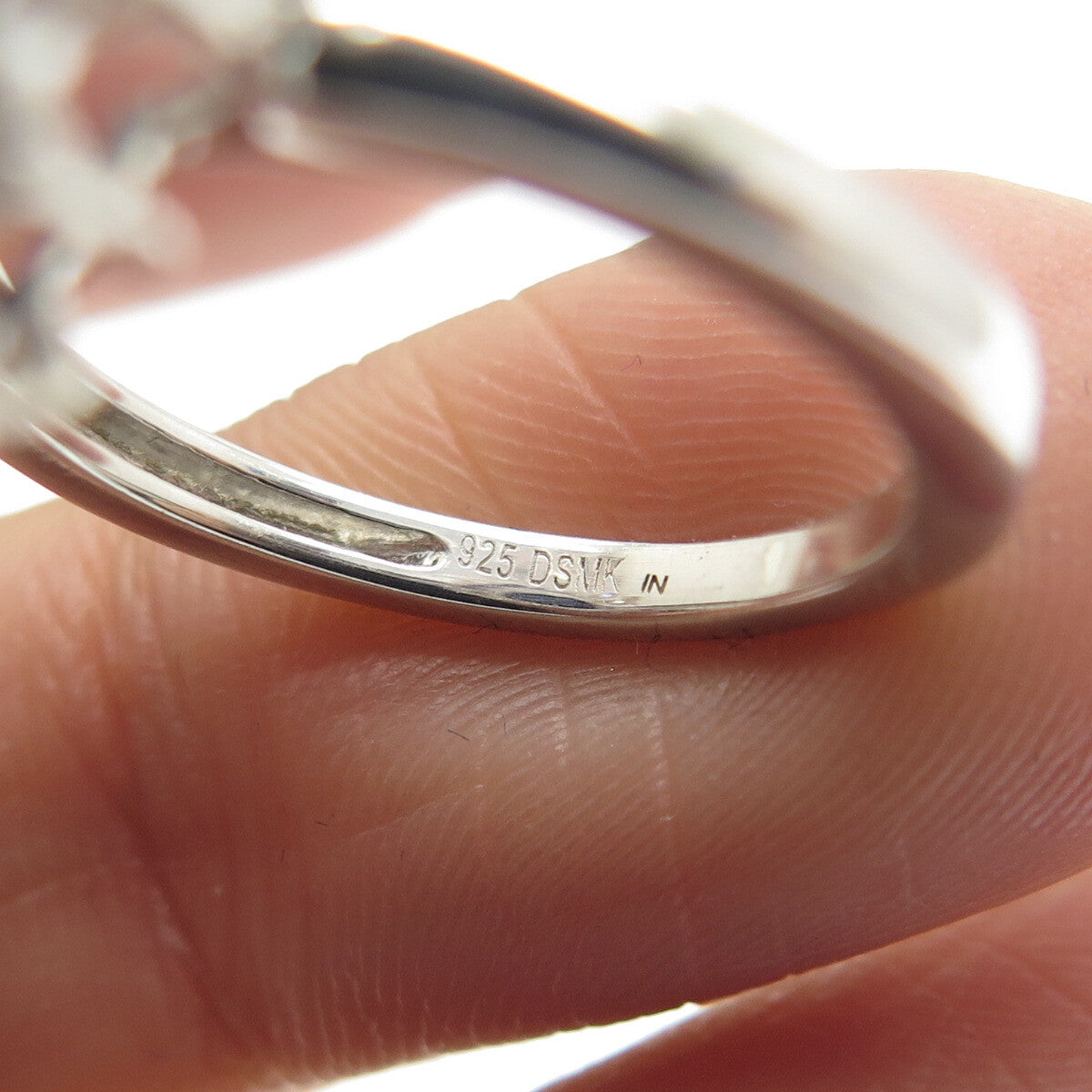 DSMK 925 Sterling Silver Nano Sapphire & C Z Ring Size 6