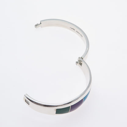 925 Sterling Vintage Mexico Turquoise Azurite Malachite & Sugilite Bracelet 7"