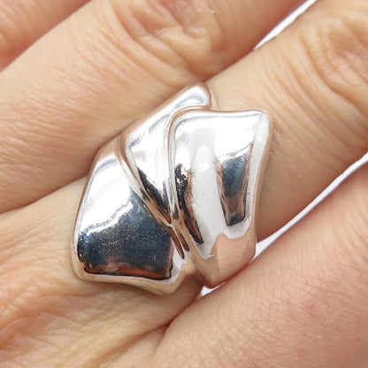 925 Sterling Silver Vintage HAN Ribbed Ring Size 6.75