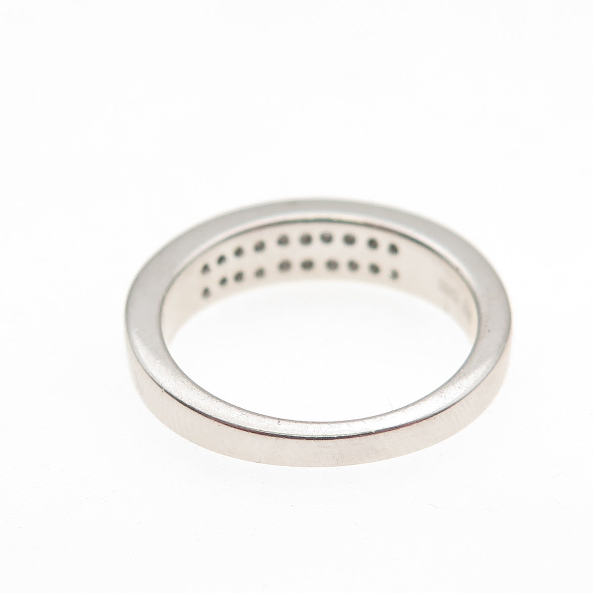 925 Sterling Silver BMD Princess-Cut C Z Half Eternity Band Ring Size 6.25