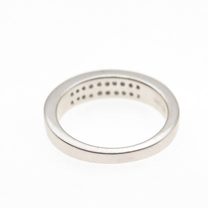 925 Sterling Silver BMD Princess-Cut C Z Half Eternity Band Ring Size 6.25
