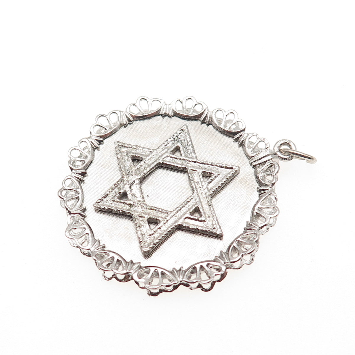 925 Sterling Silver Vintage Star of David Judaica Charm Pendant