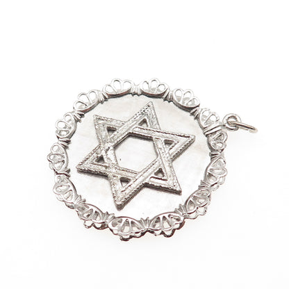 925 Sterling Silver Vintage Star of David Judaica Charm Pendant