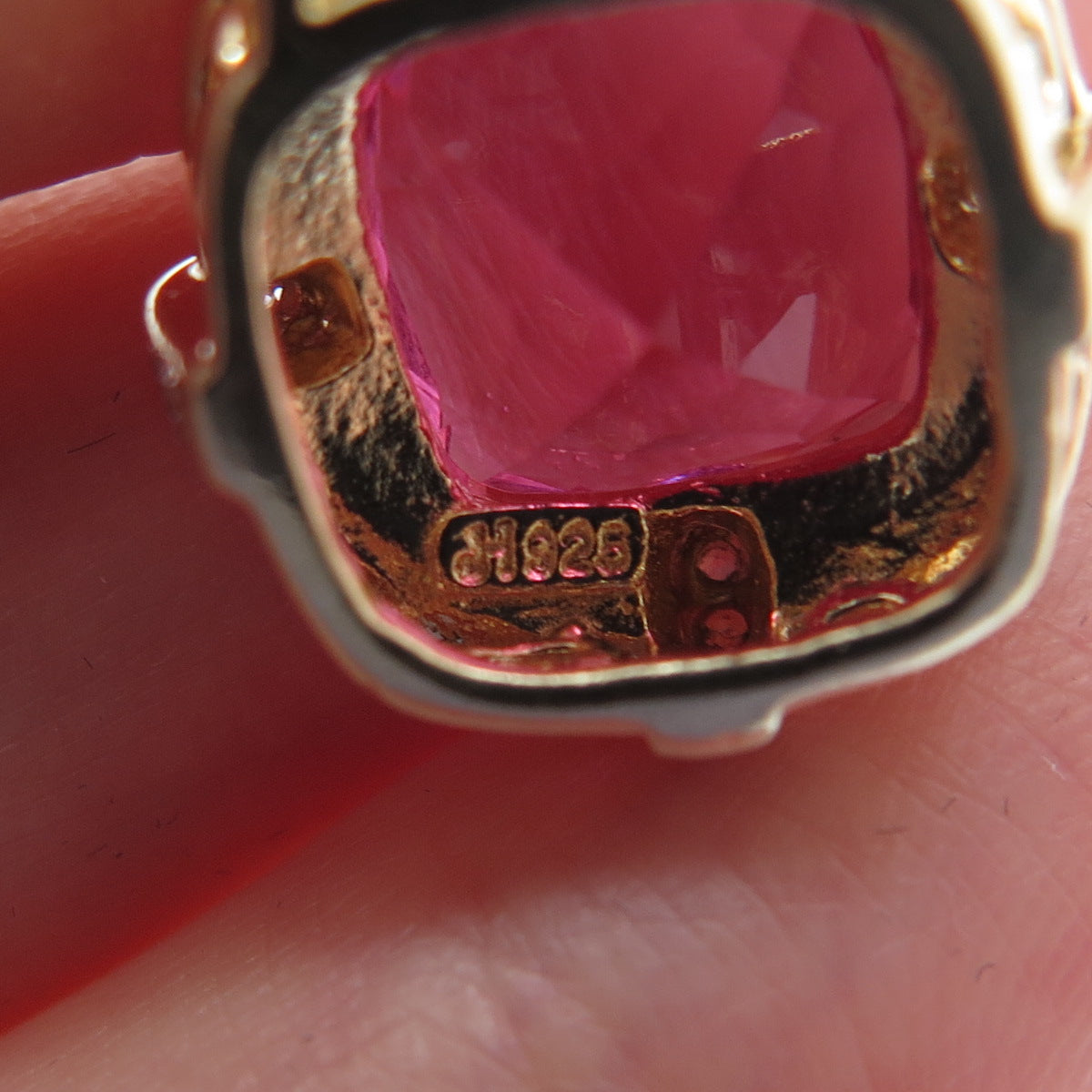 925 Sterling Silver Gold Plated Real Pink & White Topaz Minimalist Pendant