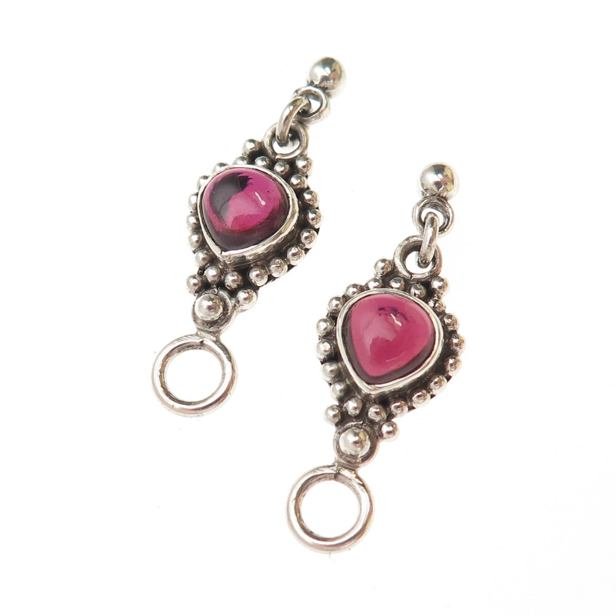 DP Doug Paulus 925 Sterling Silver Vintage Real Garnet Modernist Jacket Earrings