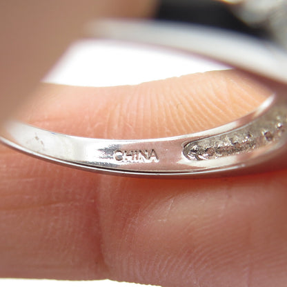 925 Sterling Silver Round & Pear-Cut C Z Engagement Ring Size 7