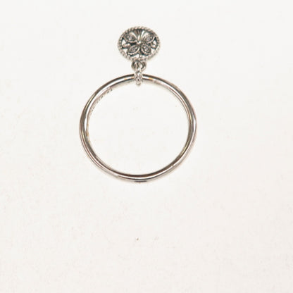 Pandora 925 Sterling Silver Round-Cut C Z Tree of Life Dangle Charm Ring Size 6