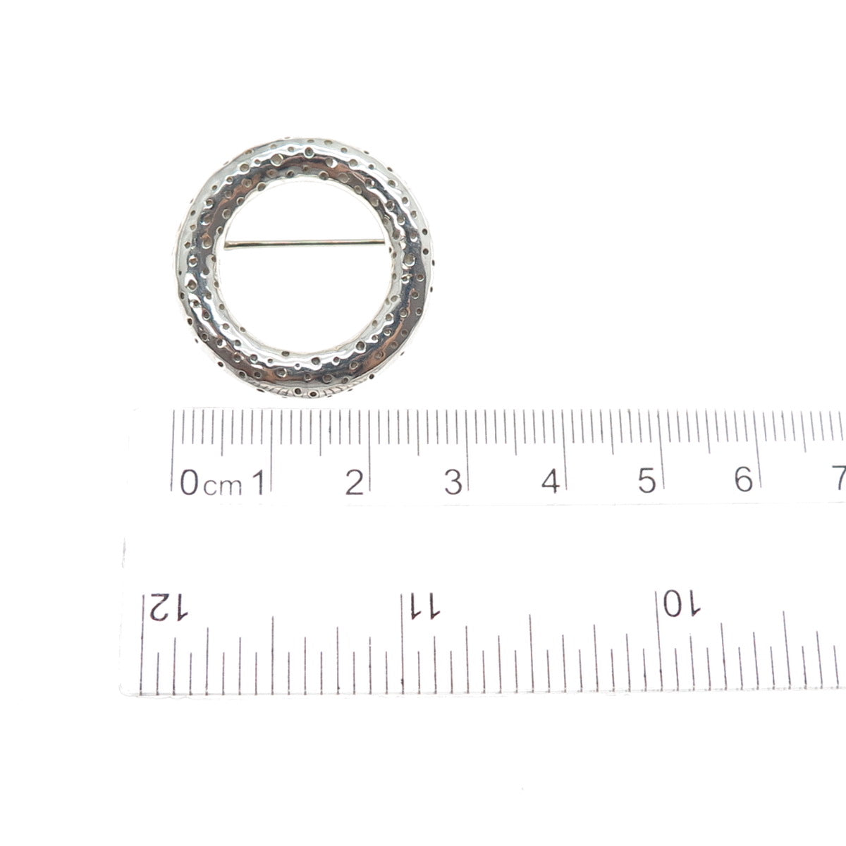 925 Sterling Silver Vintage Modernist Dotted Circle of Life Pin Brooch