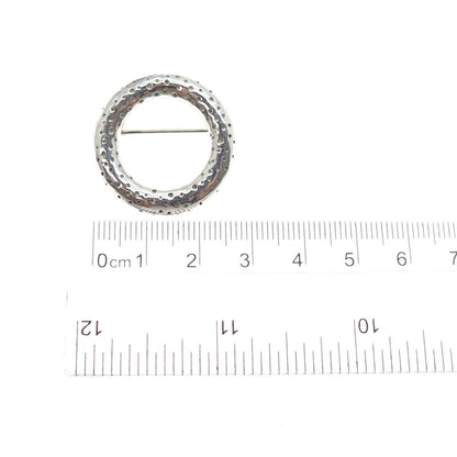 925 Sterling Silver Vintage Modernist Dotted Circle of Life Pin Brooch
