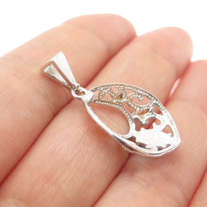 COLEMAN CO 12K Rose & Yellow Gold Sterling Silver Vintage Real Turquoise Pendant