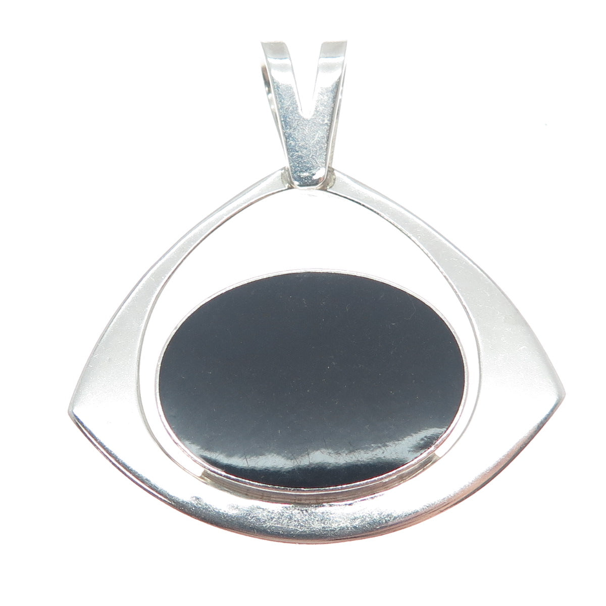 ATI ANNIKA WITT Sterling Silver Vintage Mexico Real Black Onyx Modernist Pendant