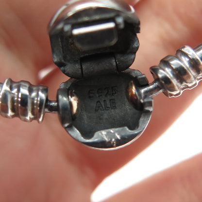 PANDORA 925 Sterling Silver Logo Ball Bead Clip Lock Charm Bracelet 7"